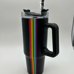 Kohl's Black Tumbler with Rainbow Stripe